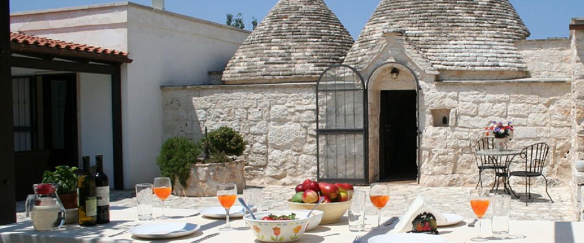 Typical lunch inside trullo of Alberobello