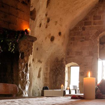 candlelight dinner in the XIII century church in Matera